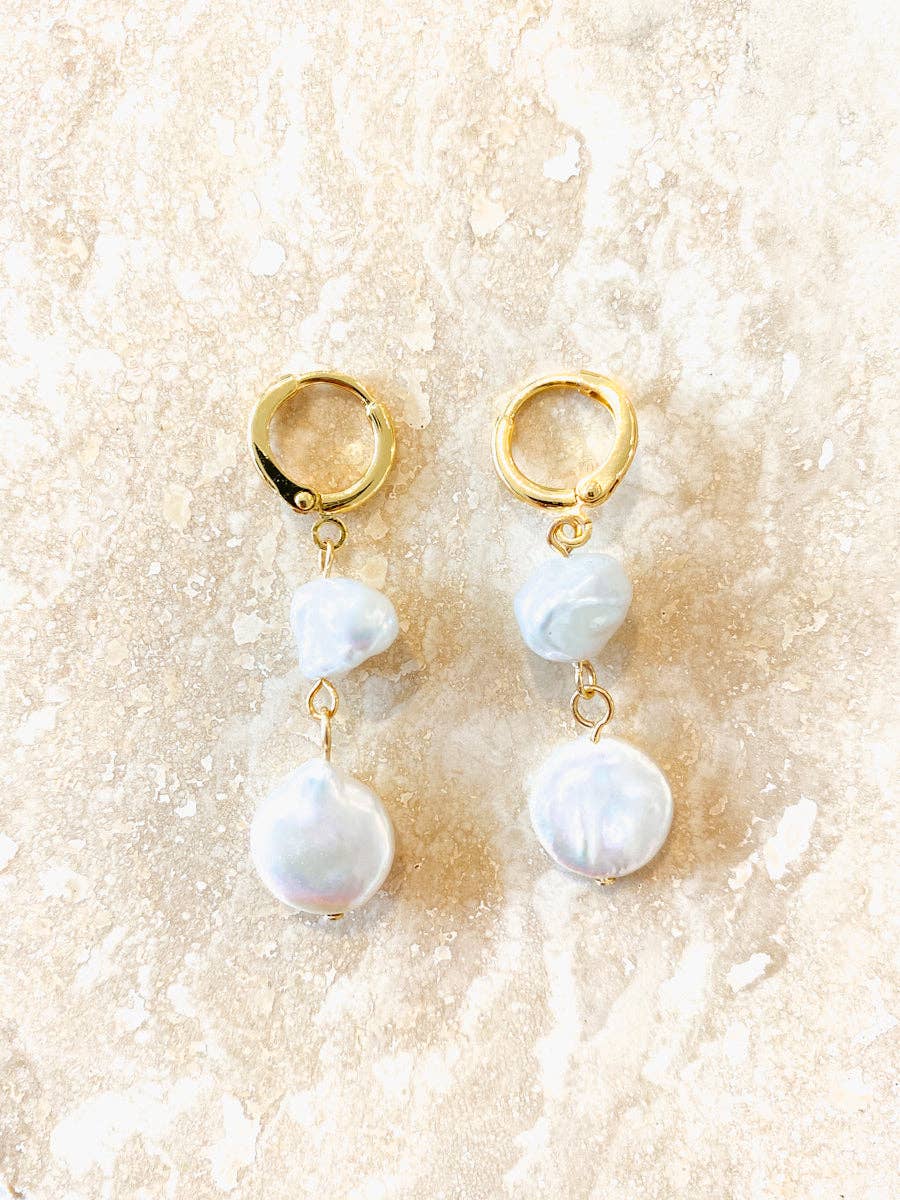 Aura Pearl 18K Gold Plated Earrings - Land to Coast