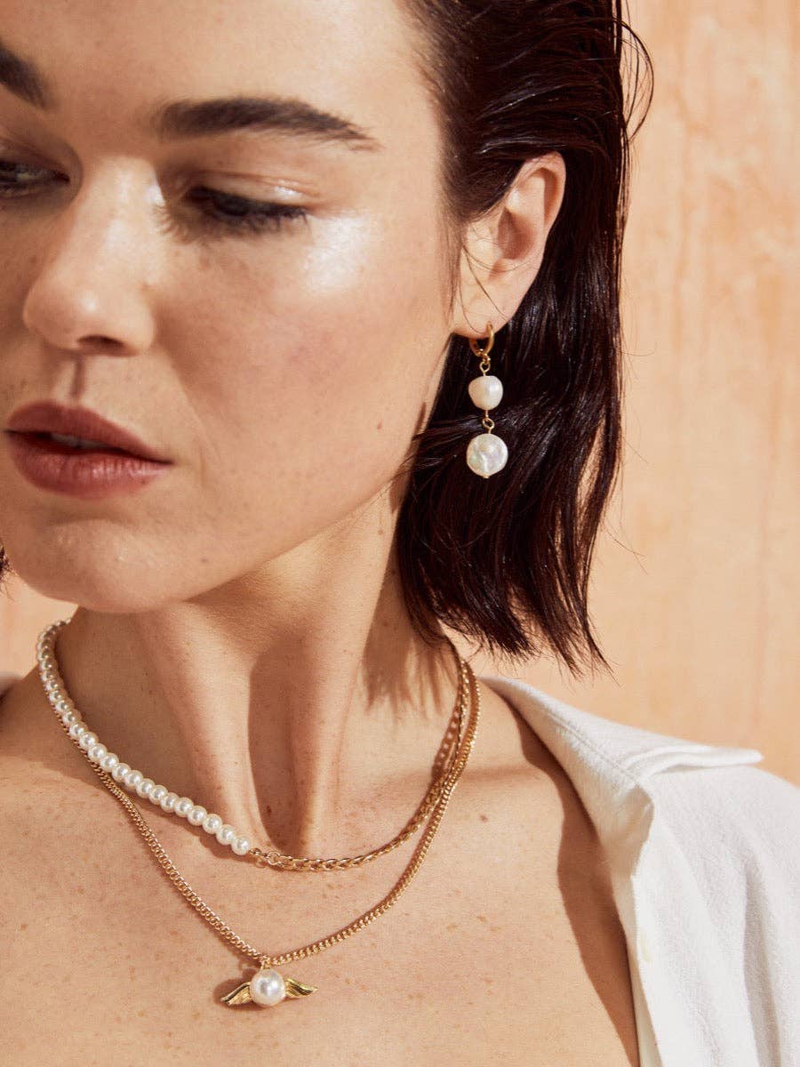 Aura Pearl 18K Gold Plated Earrings - Land to Coast