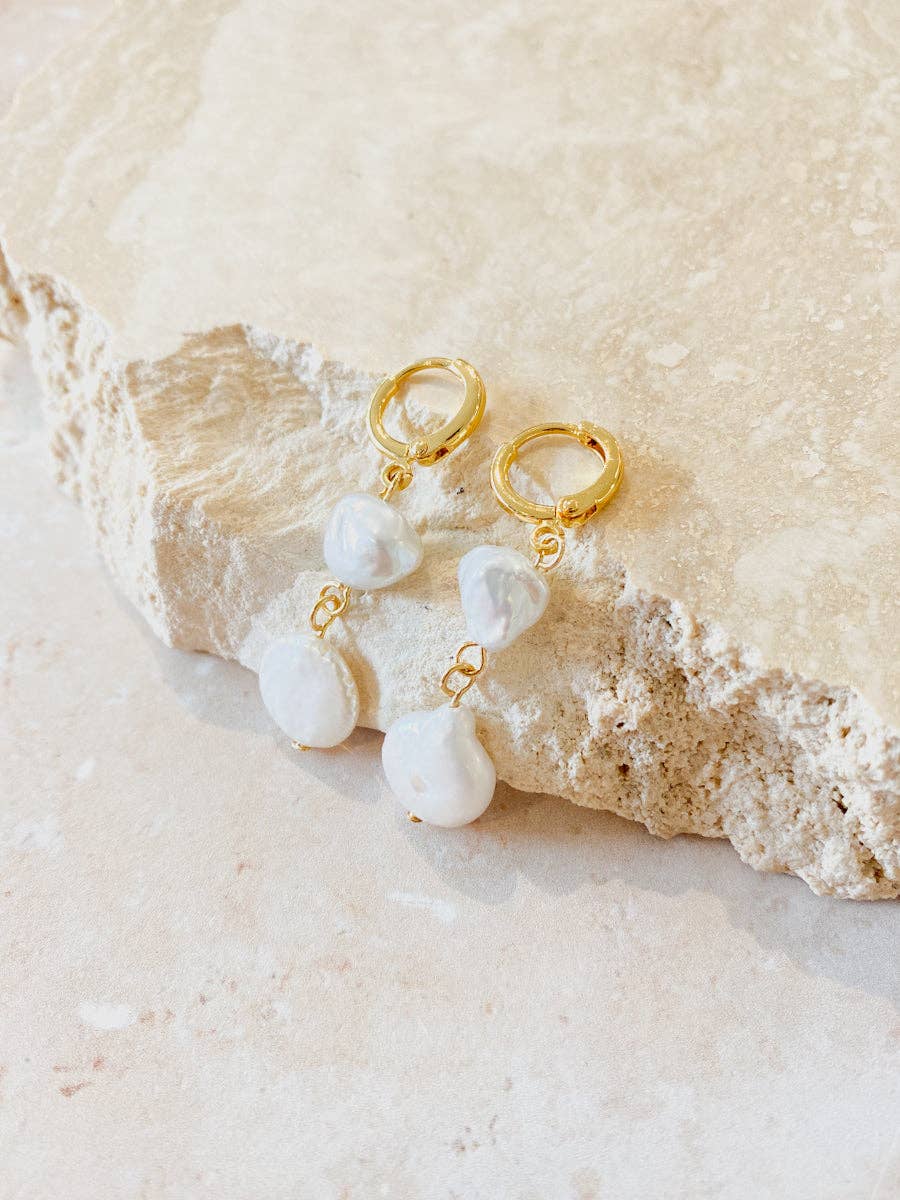 Aura Pearl 18K Gold Plated Earrings - Land to Coast
