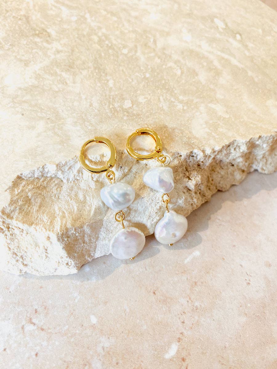 Aura Pearl 18K Gold Plated Earrings - Land to Coast