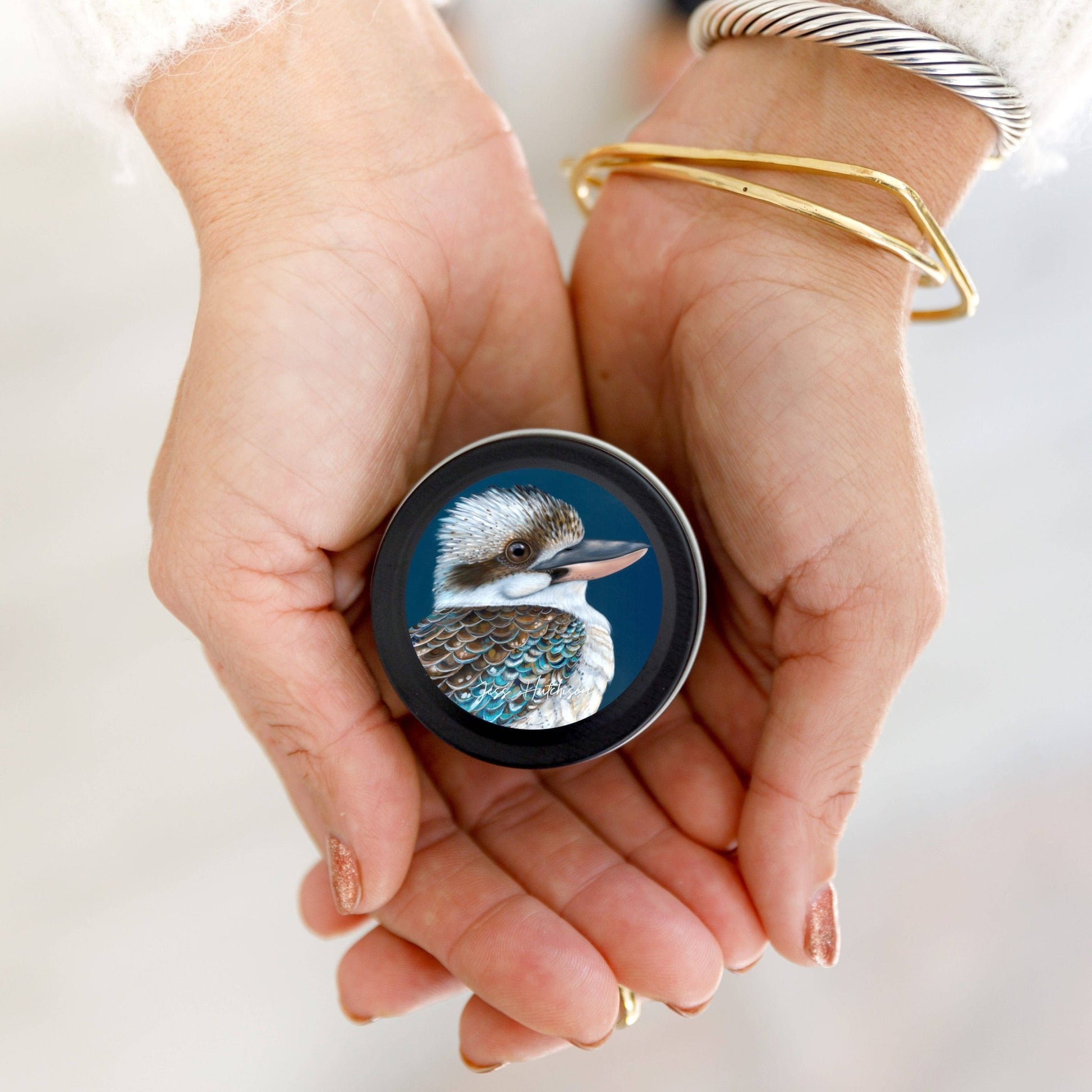 Australian artist soy candle mini tin | Australian Sandalwood | 15+hrs - Land to Coast