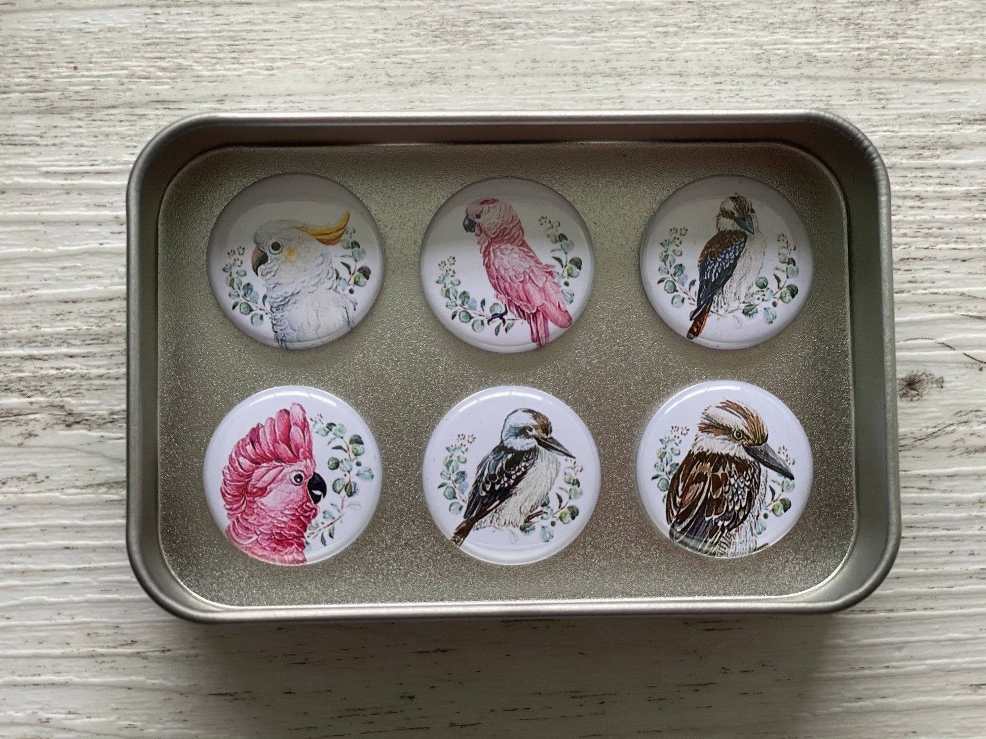 AUSTRALIAN BIRDS Magnets set of 6 in tin - Land to Coast