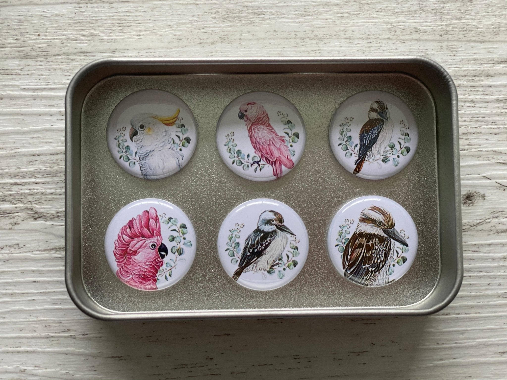 AUSTRALIAN BIRDS Magnets set of 6 in tin - Land to Coast