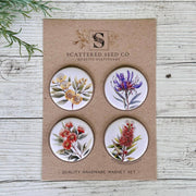 AUSTRALIAN FLORALS Large Magnets set of 4 - SET B - Land to Coast
