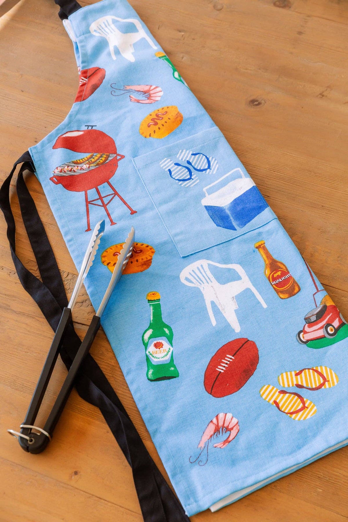Heavy Drill Cotton Apron Blue Aussie Icons Adjustable neck strap * 60cm x 90cm * 100% Heavy Drill Cotton