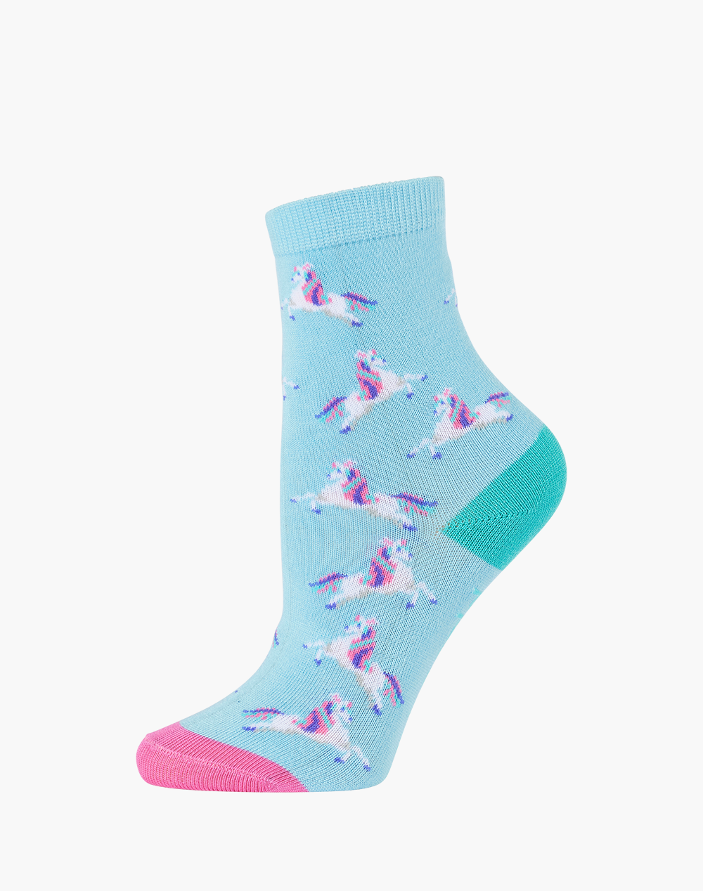 KIDS Fun Socks Sky Blue Pink UNICORN BAMBOO SOCK