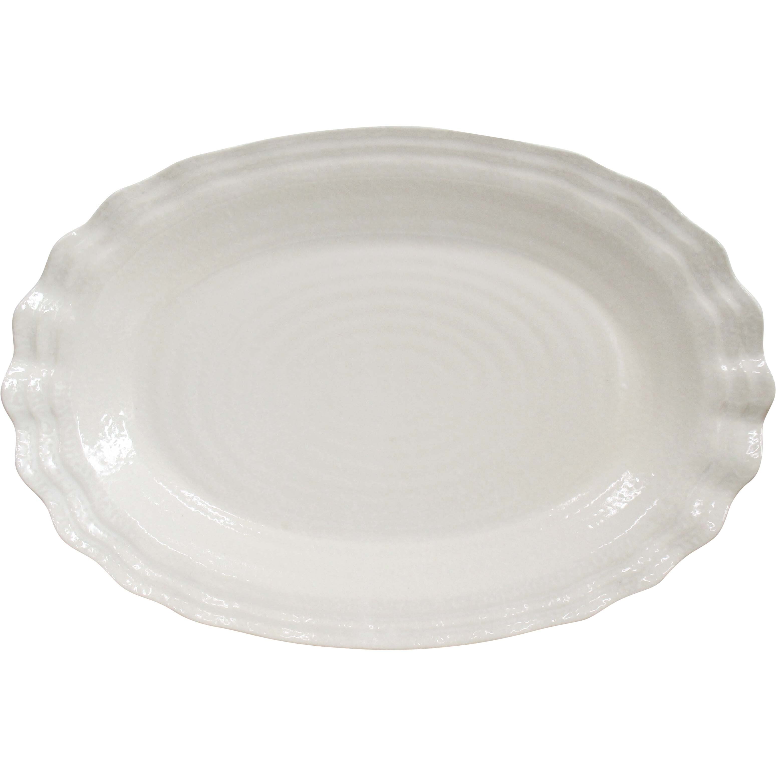Platter Minorca Oval Ivory XL handmade Stoneware ceramic 49x33.5x6cm