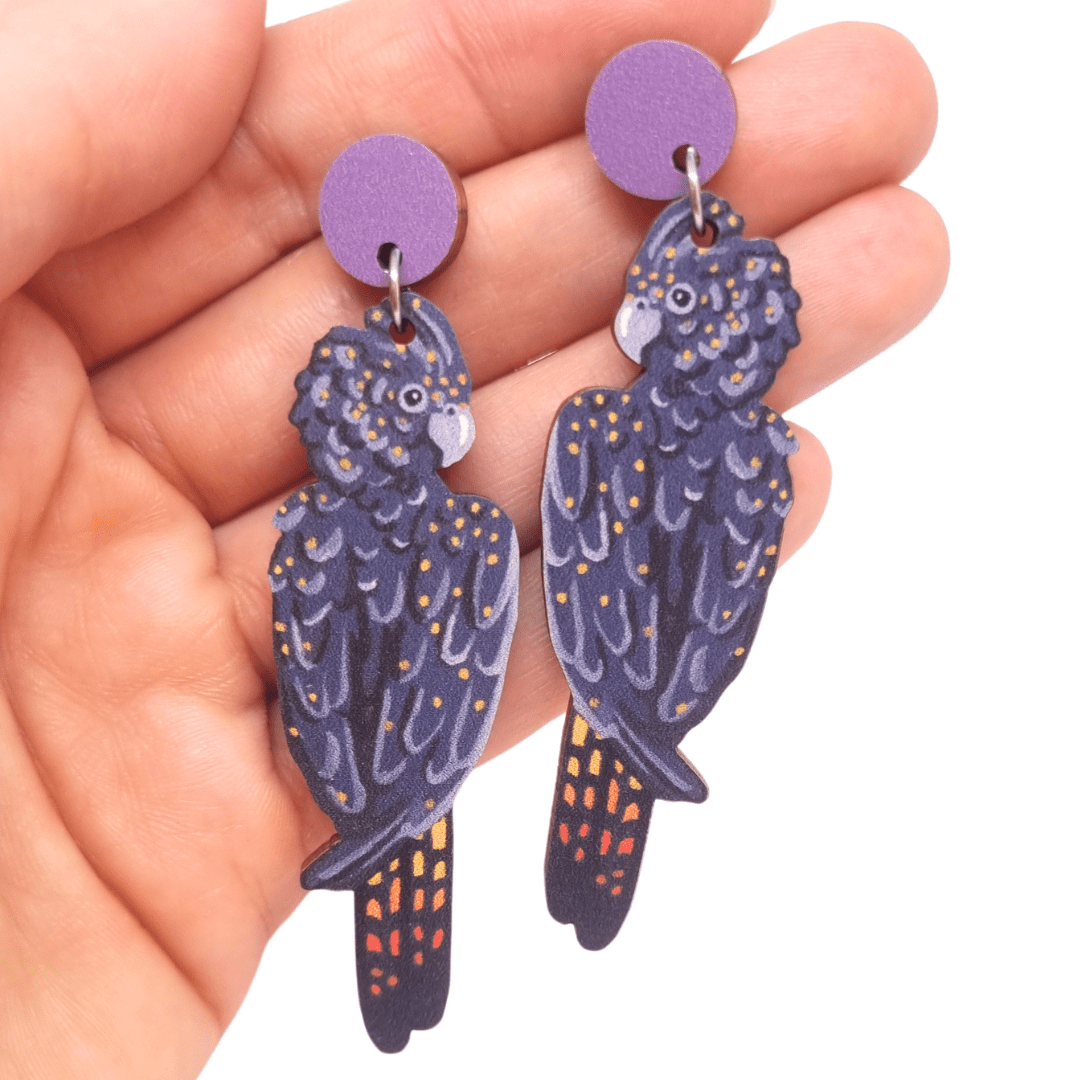 Black Cockatoo Australian Bird Earrings - Land to Coast