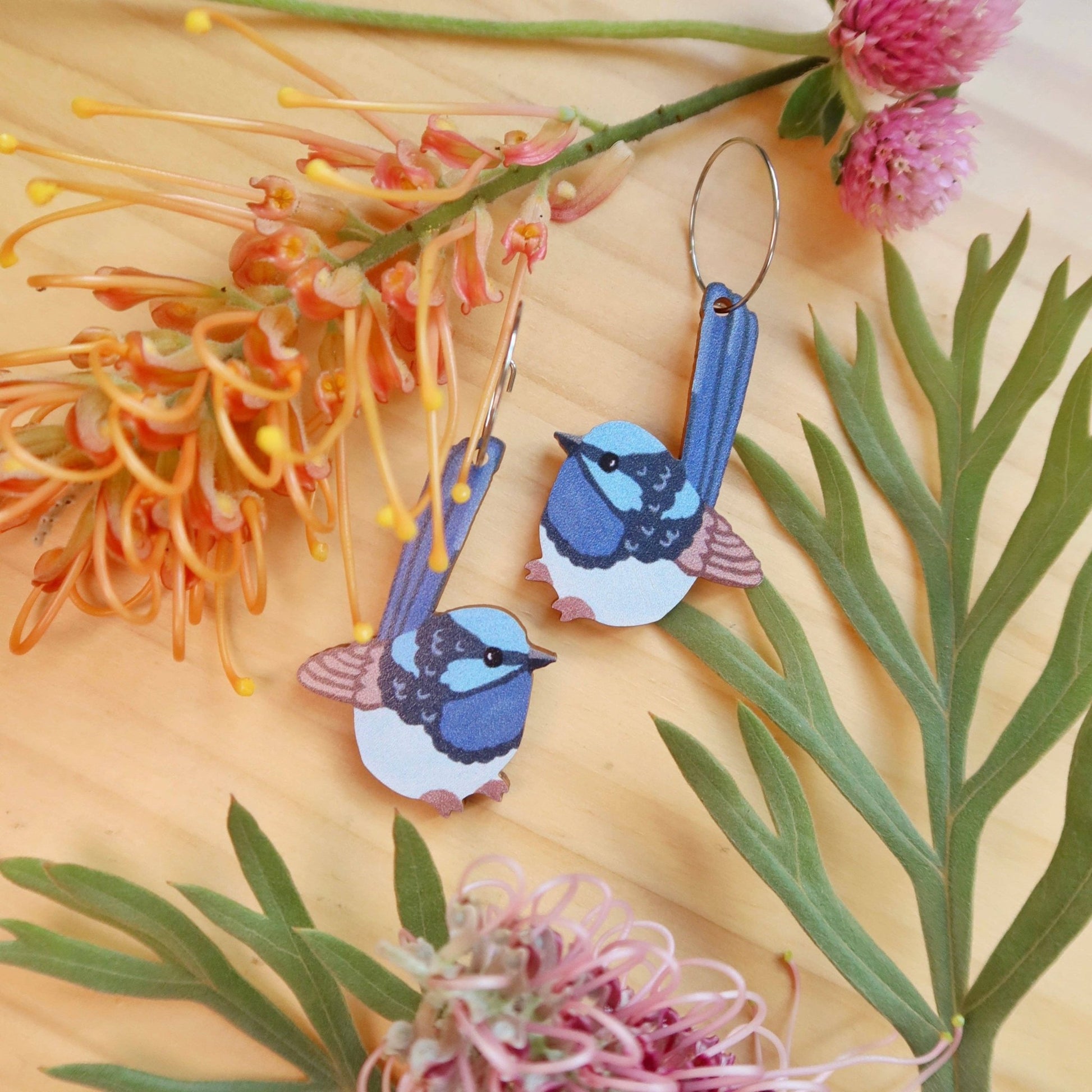 Blue Wren Australian Bird Earrings - Land to Coast