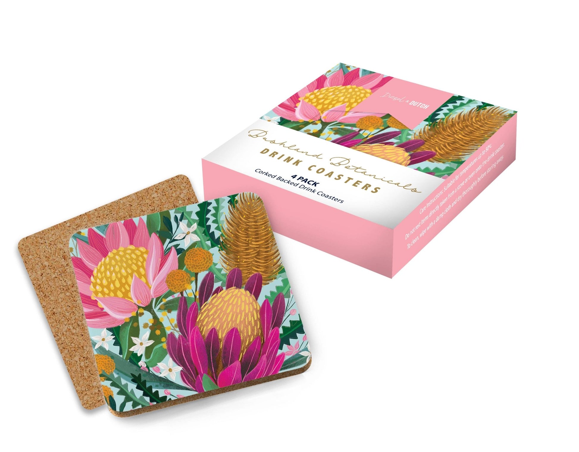 Botanical Bushland Drink Coaster Set 4 - Land to Coast