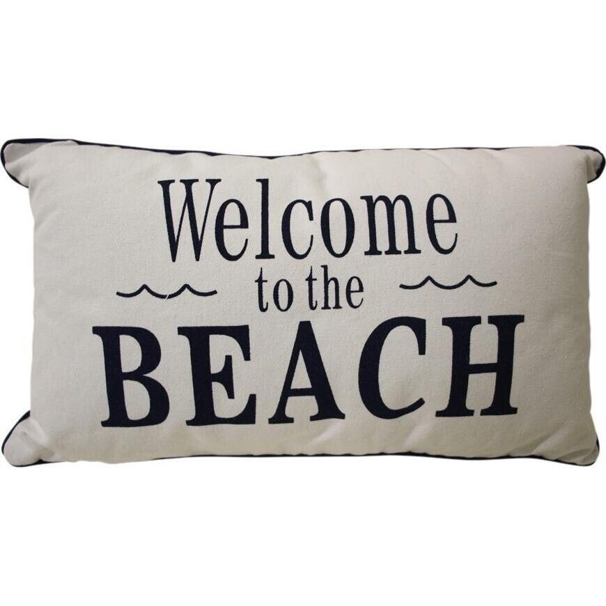 Cushion Welcome Beach Blue White Coastal Beach gift