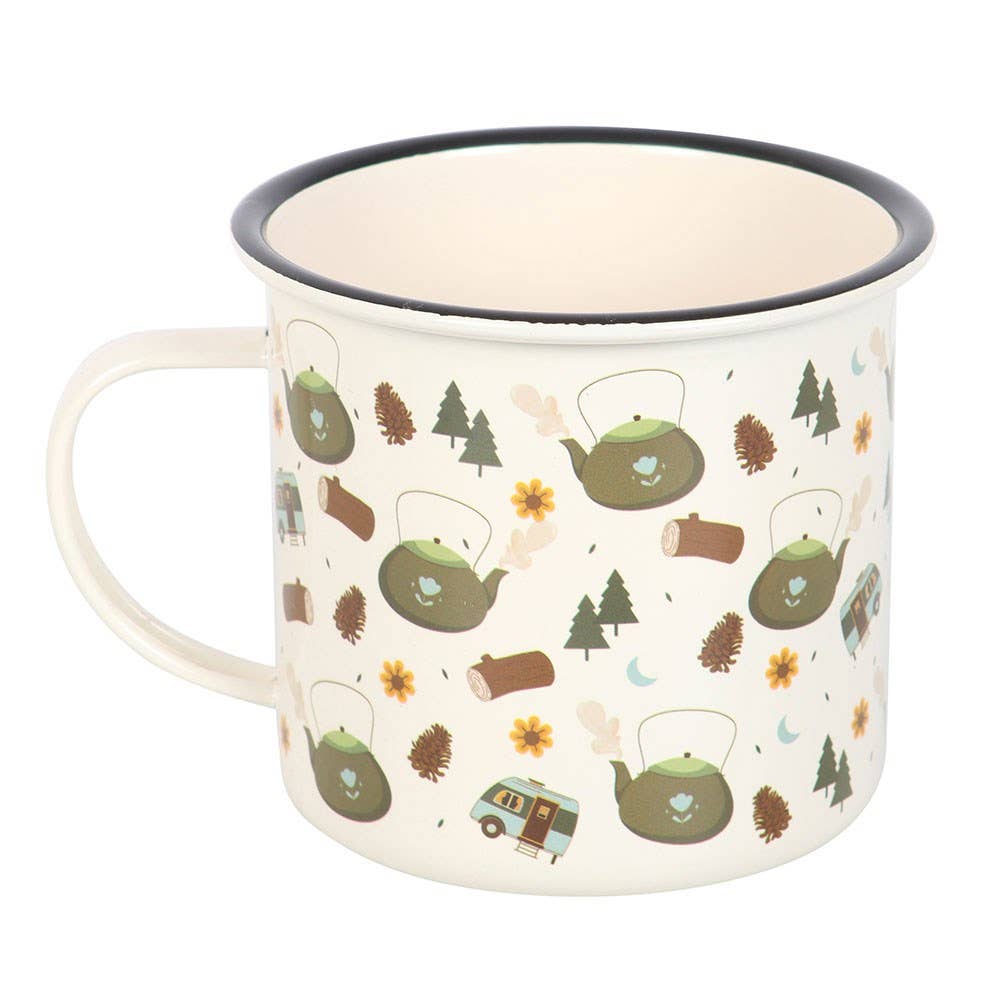 Camping Print Enamel Style Metal Mug - Land to Coast