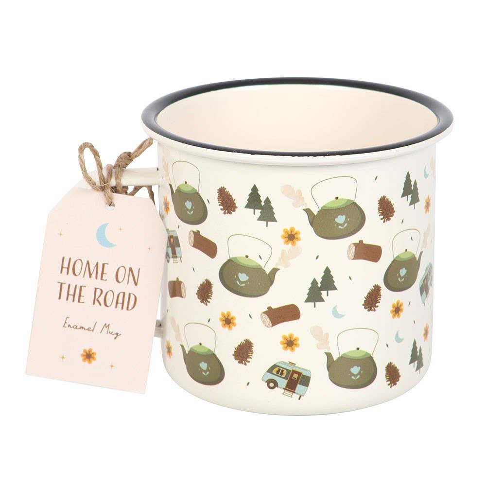 Camping Print Enamel Style Metal Mug - Land to Coast