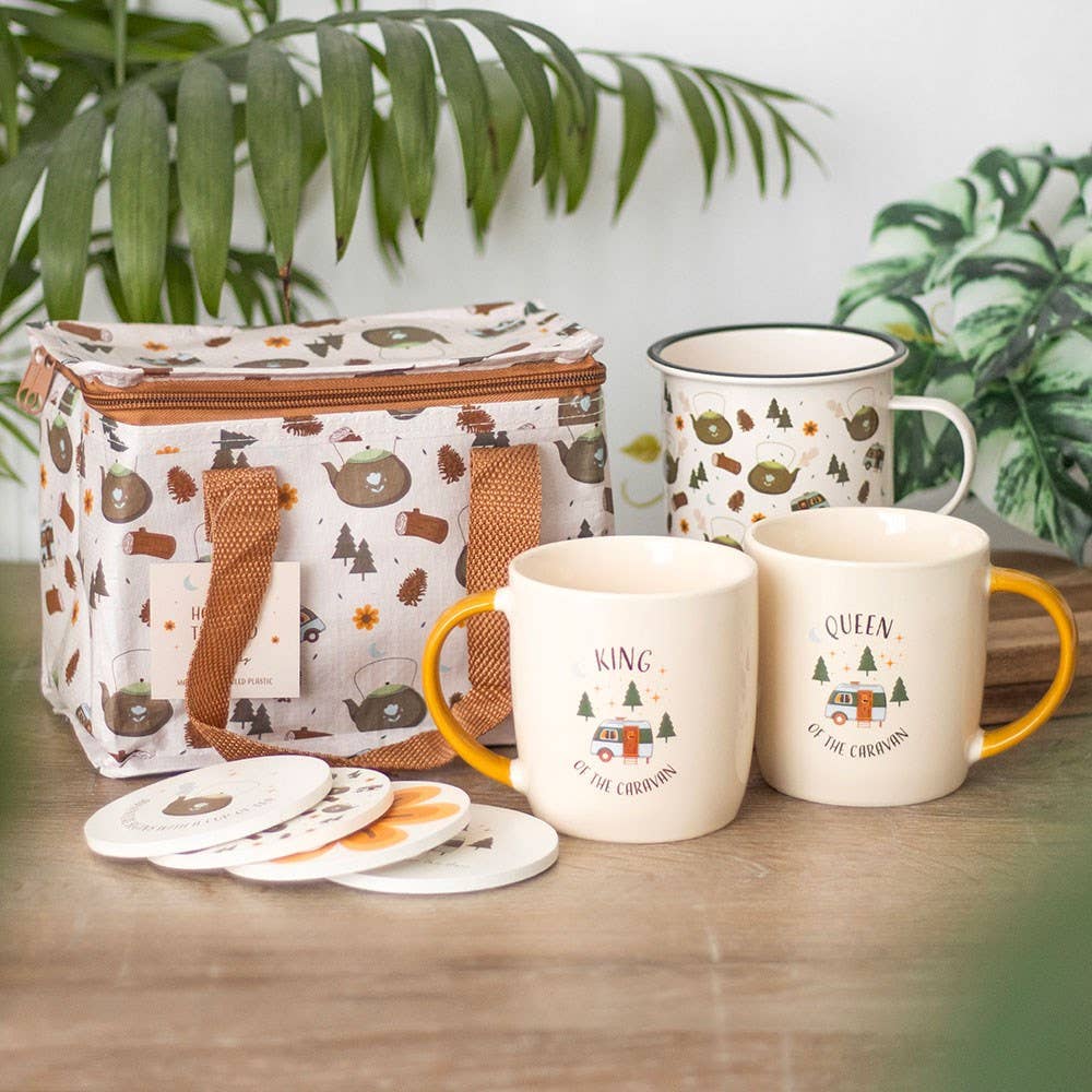 Camping Print Enamel Style Metal Mug - Land to Coast