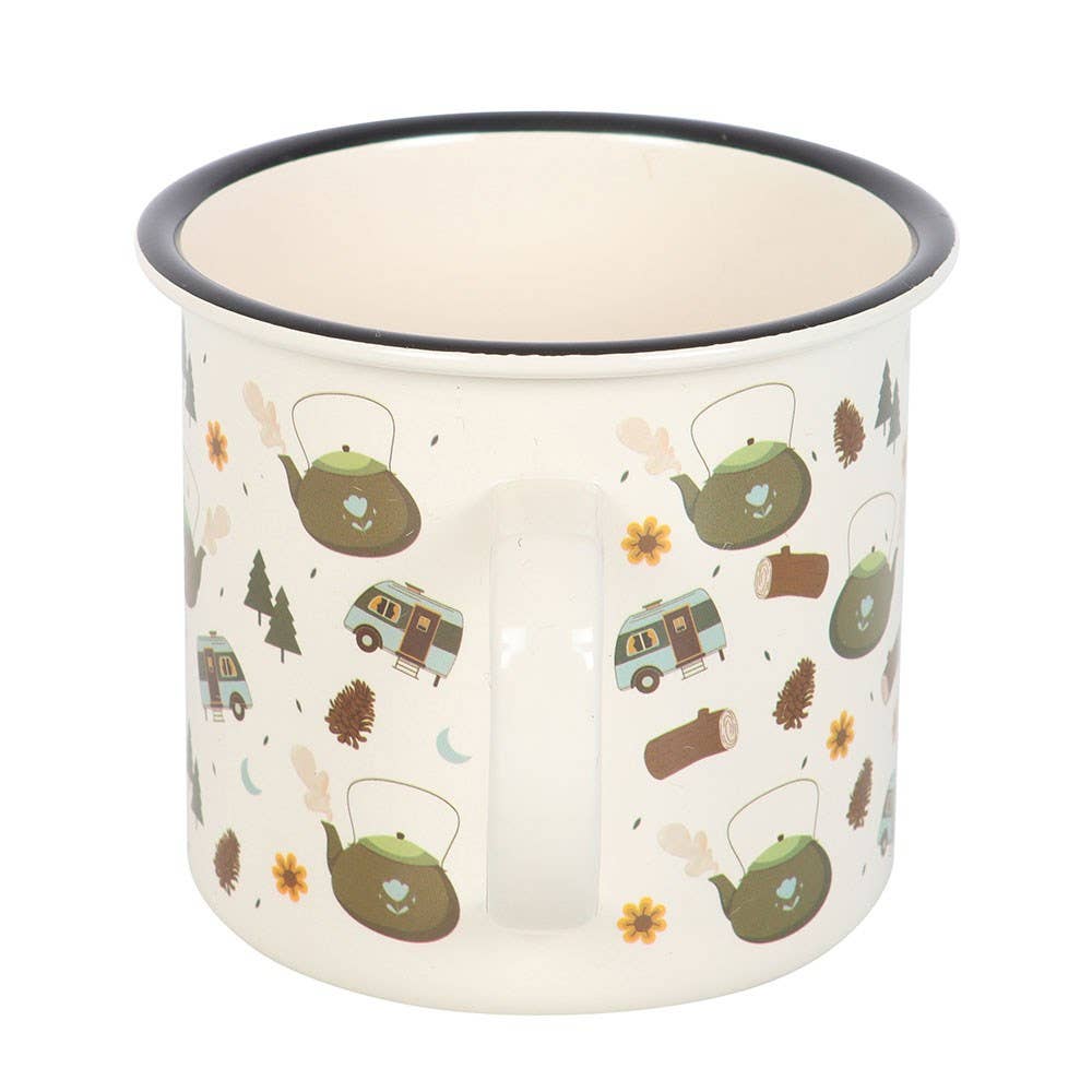 Camping Print Enamel Style Metal Mug - Land to Coast