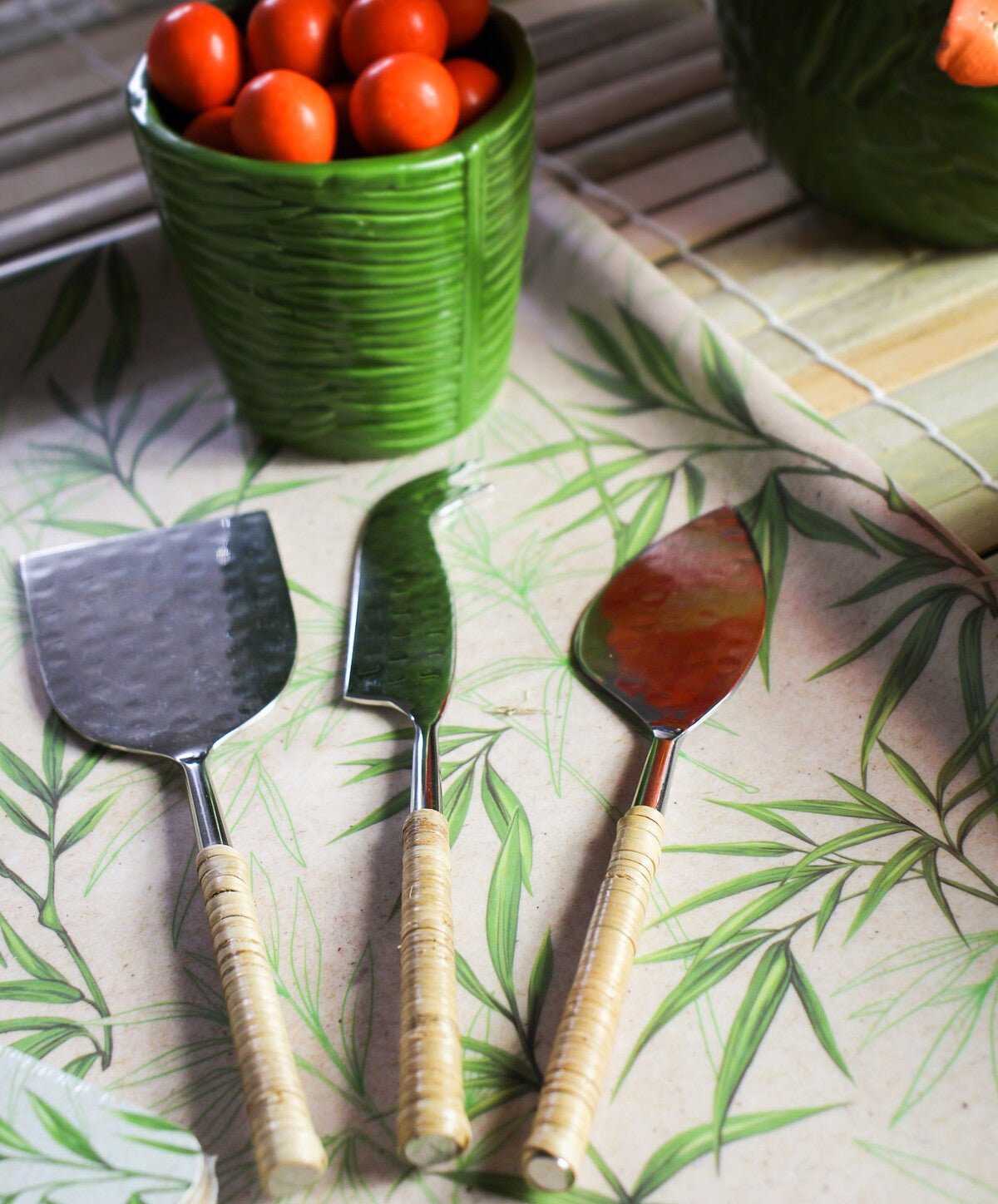 Cheese Knife Mix Rattan Handle - Land to Coast