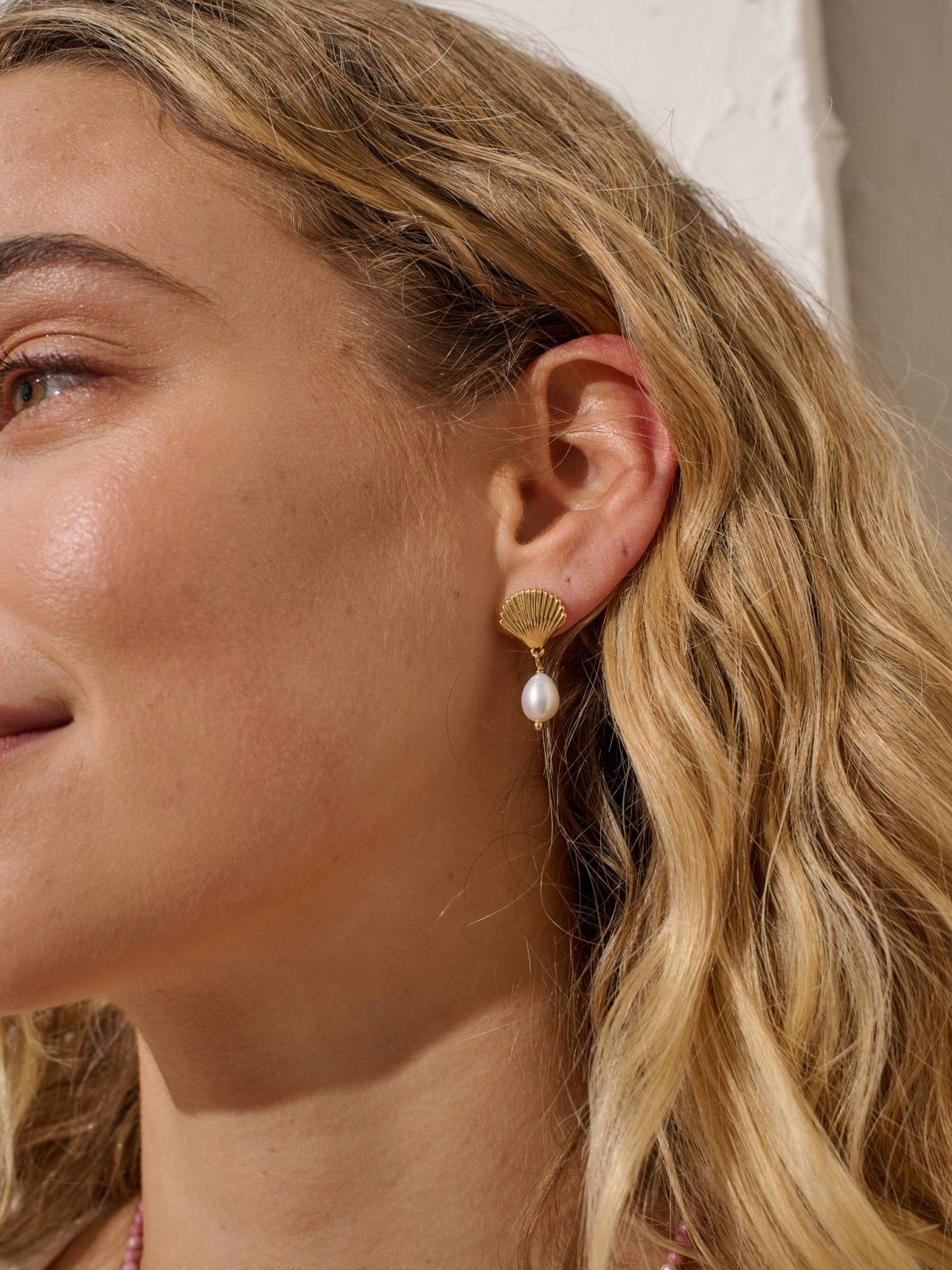 Clamshell Pearl 18K Gold Plated Earrings - Land to Coast