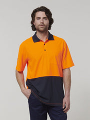 Core Hi Vis Short Sleeve Spliced Work Polo – Orange/Navy Y19616 - Land to Coast