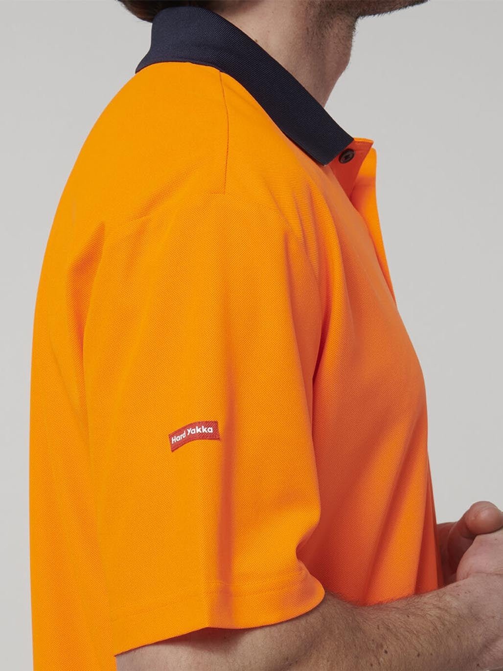 Core Hi Vis Short Sleeve Spliced Work Polo – Orange/Navy Y19616 - Land to Coast