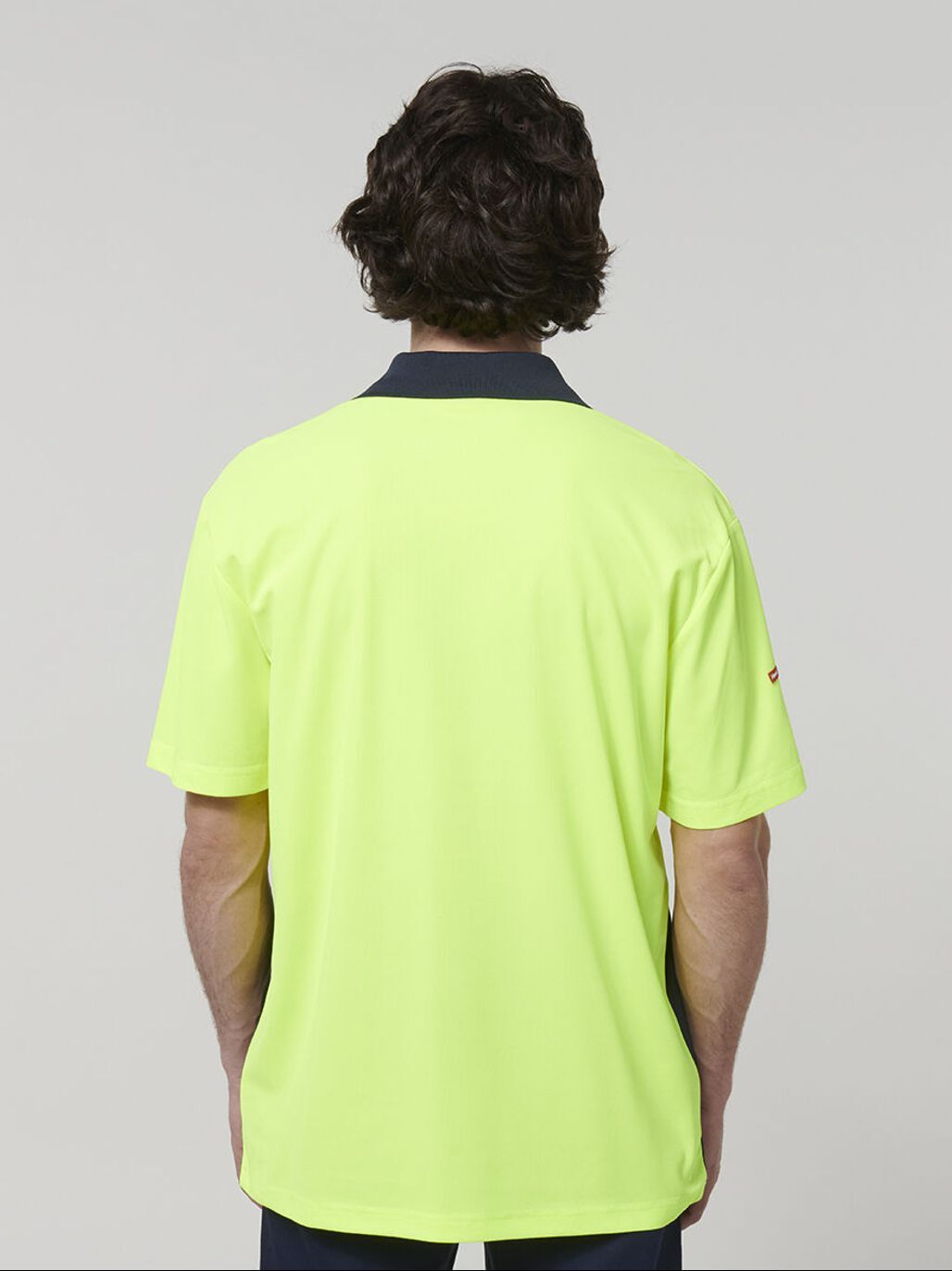 Core Hi Vis Short Sleeve Spliced Work Polo –Yellow/Navy Y19616 - Land to Coast