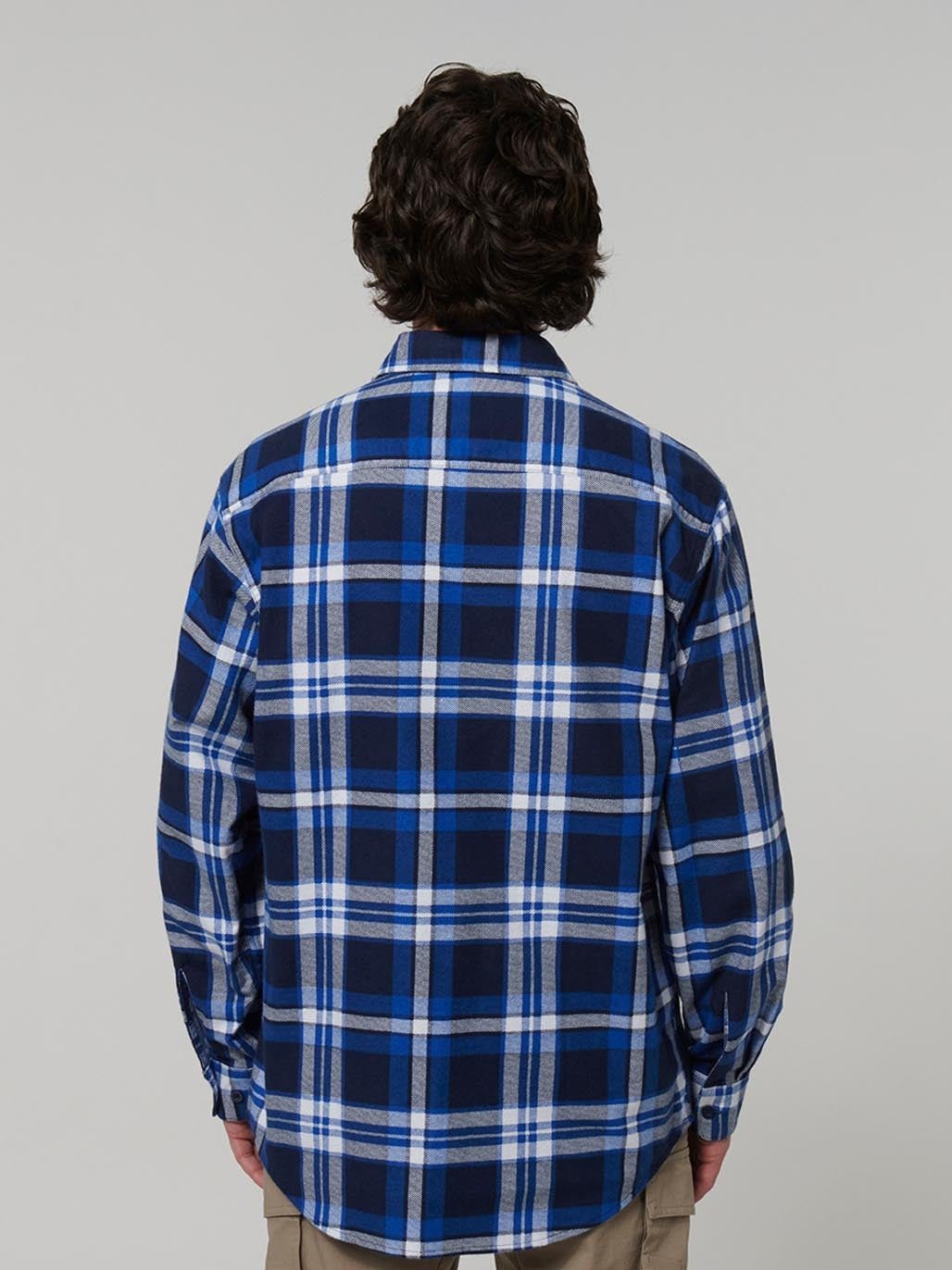 Core Long Sleeve Check Flannel Work Shirt Blue Check Y07752 - Land to Coast