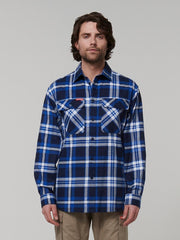 Core Long Sleeve Check Flannel Work Shirt Blue Check Y07752 - Land to Coast