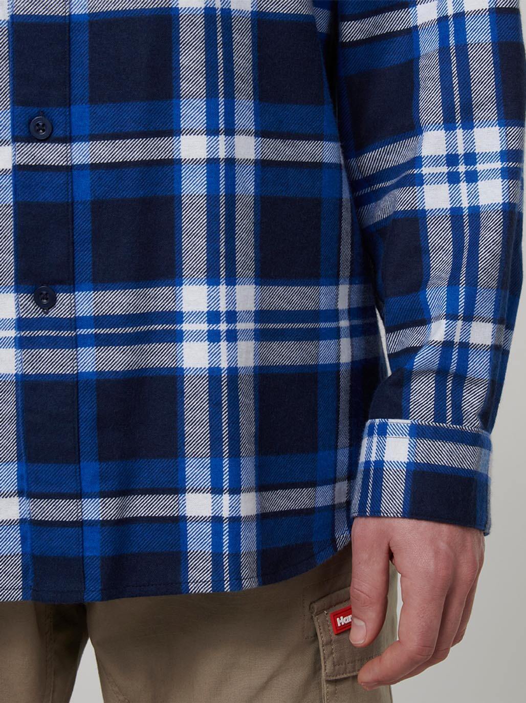 Core Long Sleeve Check Flannel Work Shirt Blue Check Y07752 - Land to Coast