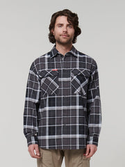 Core Long Sleeve Check Flannel Work Shirt Charcoal Check Y07752 - Land to Coast