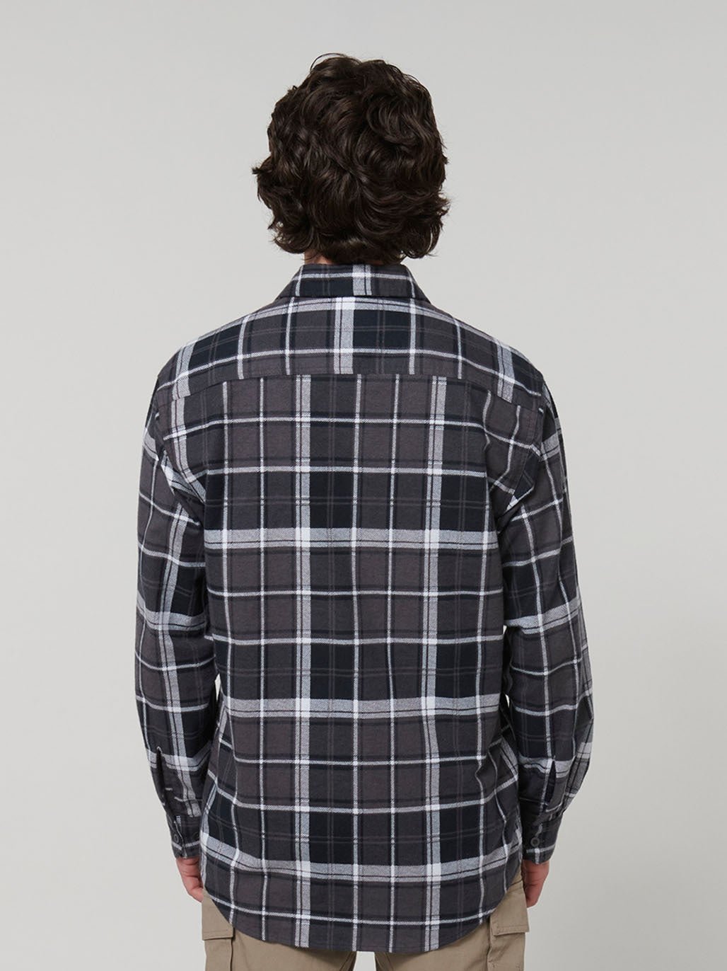 Core Long Sleeve Check Flannel Work Shirt Charcoal Check Y07752 - Land to Coast