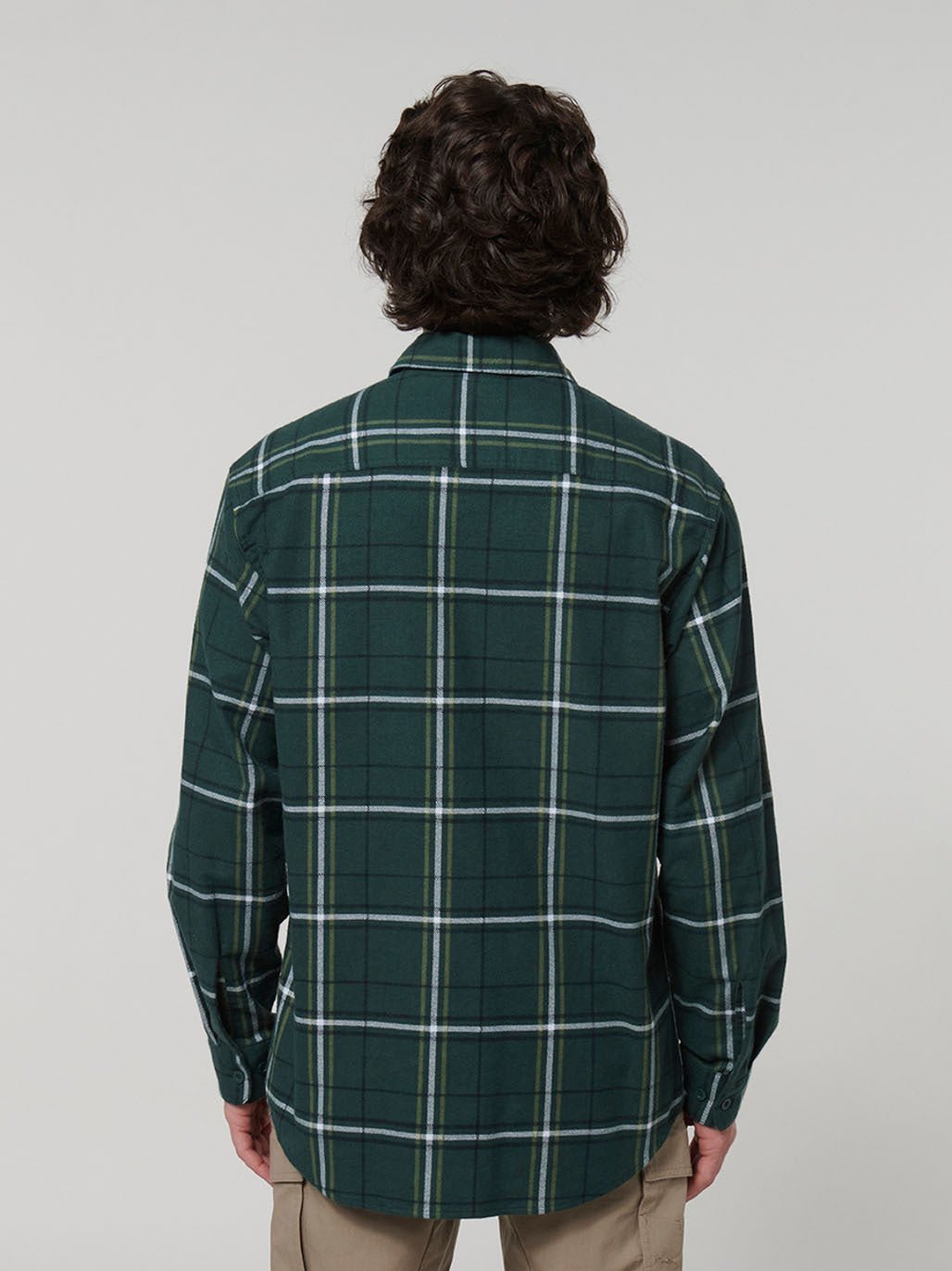 Core Long Sleeve Check Flannel Work Shirt Green Check Y07752 - Land to Coast