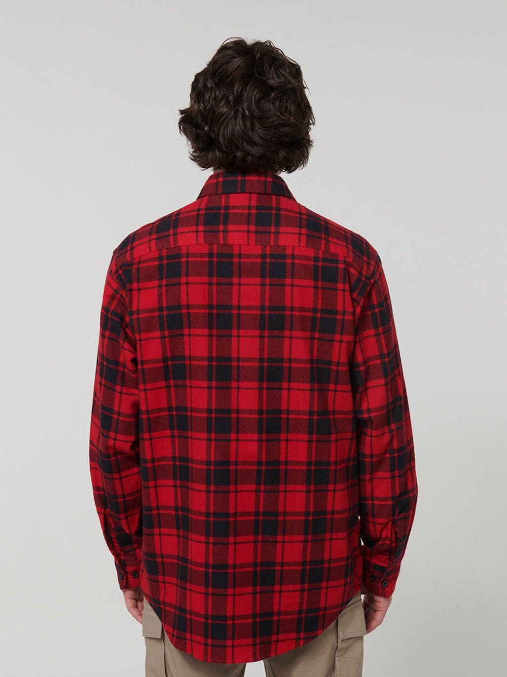 Core Long Sleeve Check Flannel Work Shirt Red Check Y07752 - Land to Coast