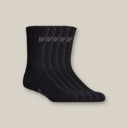 Core Padded Cotton Rich Crew Work Socks 5 Pack Black Seam Free Y20035 - Land to Coast