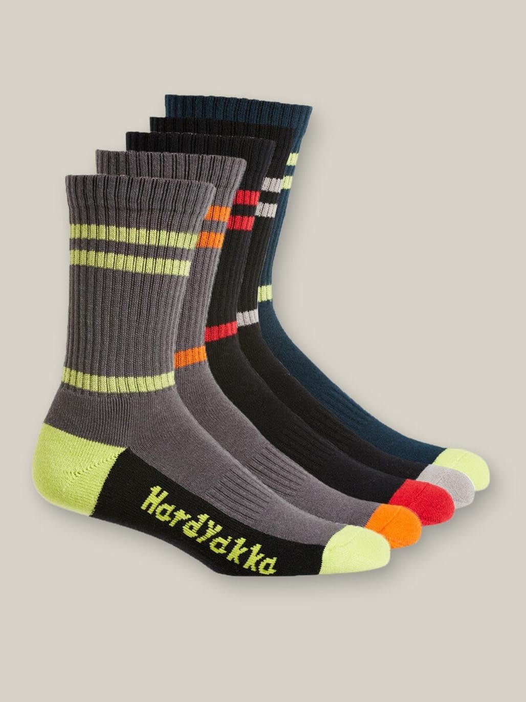 Core Padded Cotton Rich Crew Work Socks 5 Pack Multi Colour Seam Free Y20035 - Land to Coast