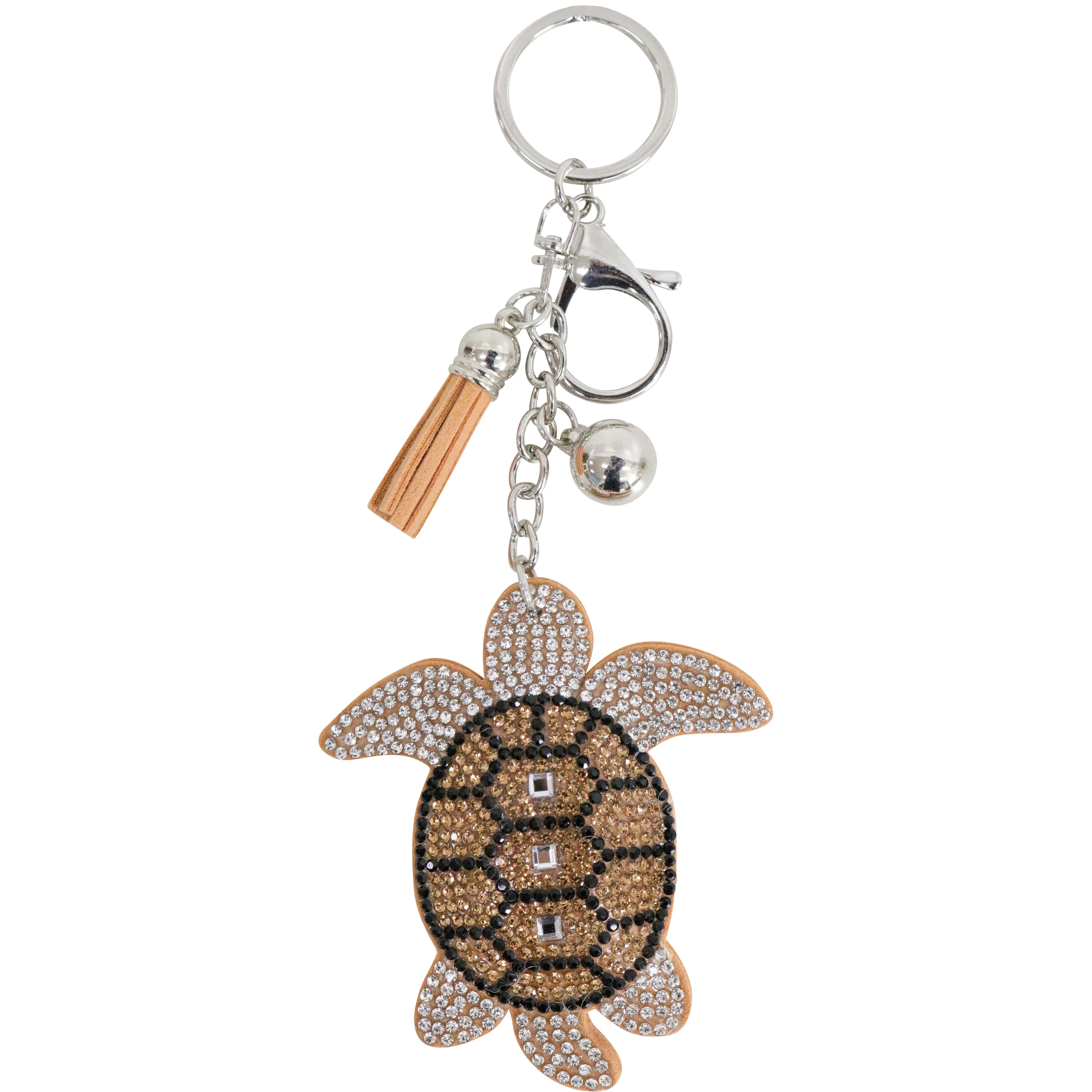 Keyring Bag Hanger Turtle sparkling with rhinestones