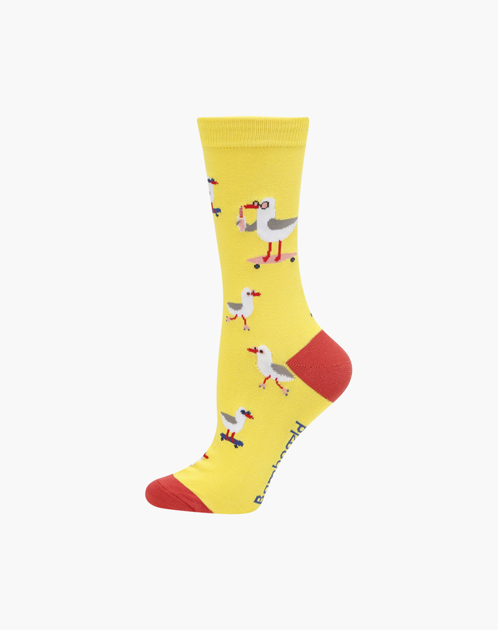 WOMENS Fun Socks Yellow SEASIDE SEAGULL BAMBOO SOCK