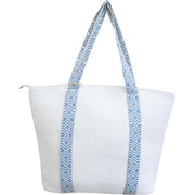 Beach Carry-All Bag White For Shoppers Beach and everyday White Blue Bag