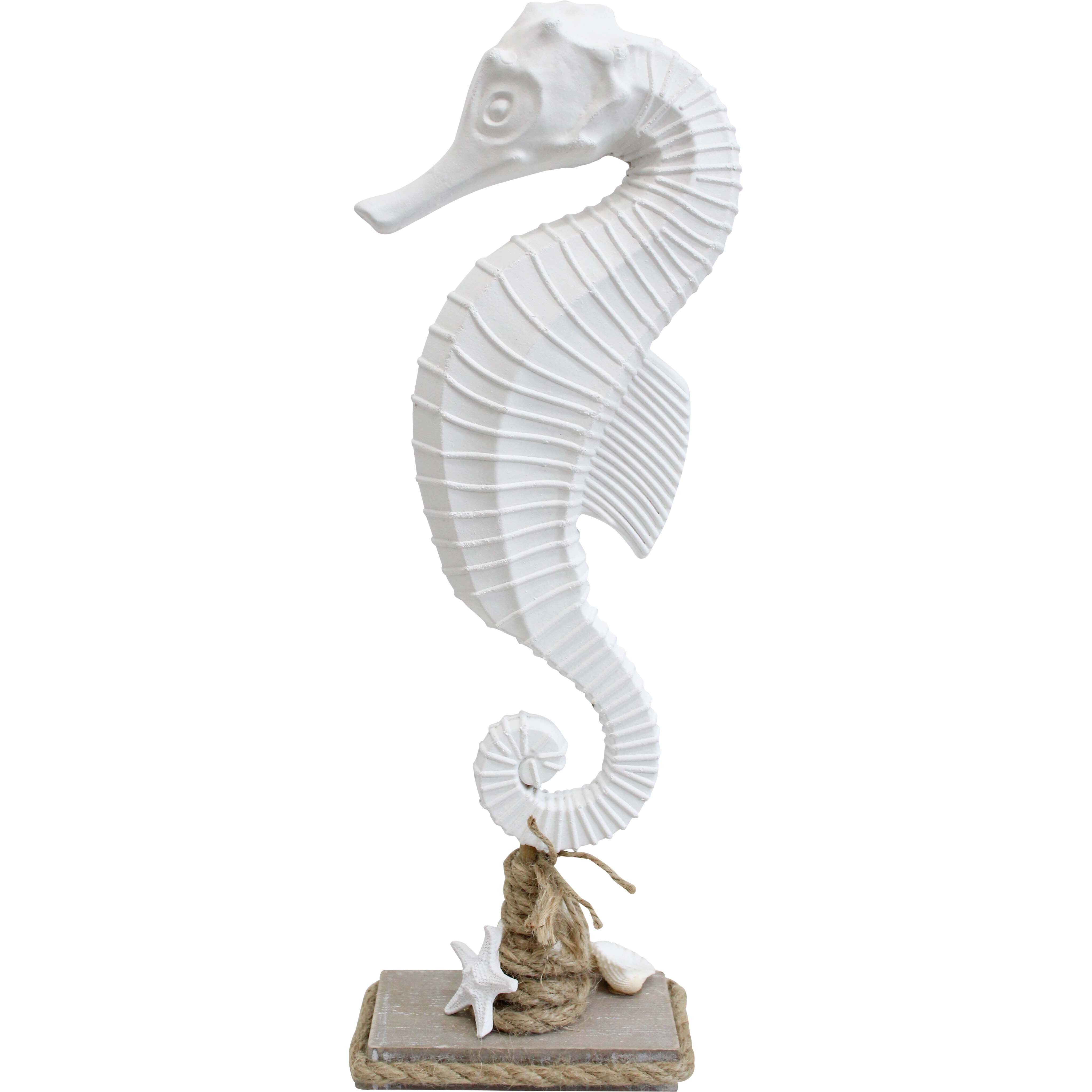 White Seahorse On Stand Coastal Beach  11.5x5x25cm