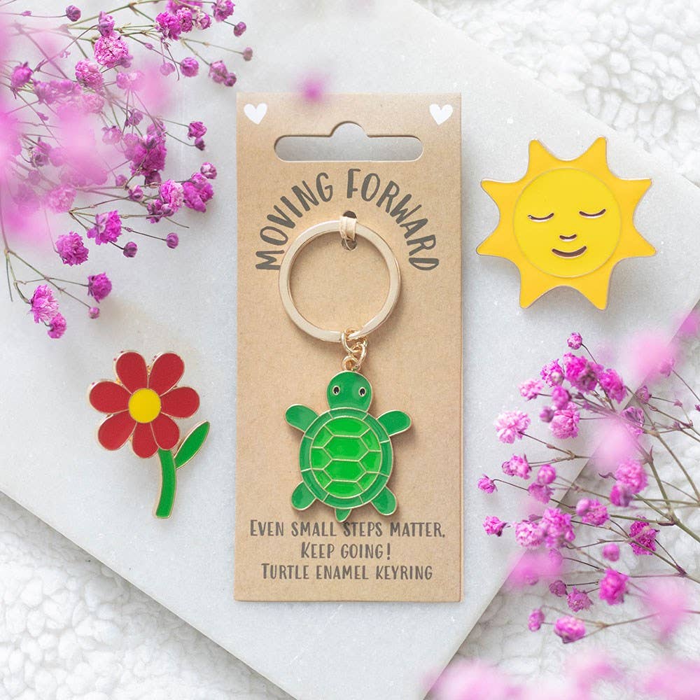 Moving Forward Green Turtle Keyring reminder that every small step is significant Gift