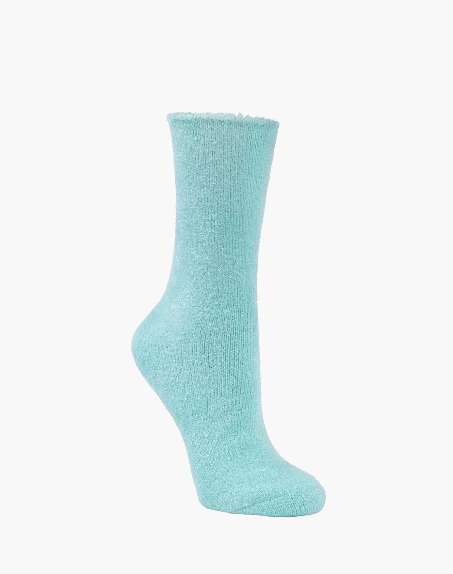 WOMENS Fun Socks Pink Mint Stripe SUPER SOFT FLUFFY BAMBOO BED SOCK