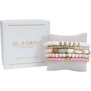 Bracelet Set/5 Marigold polymer clay, natural stone and zinc alloy