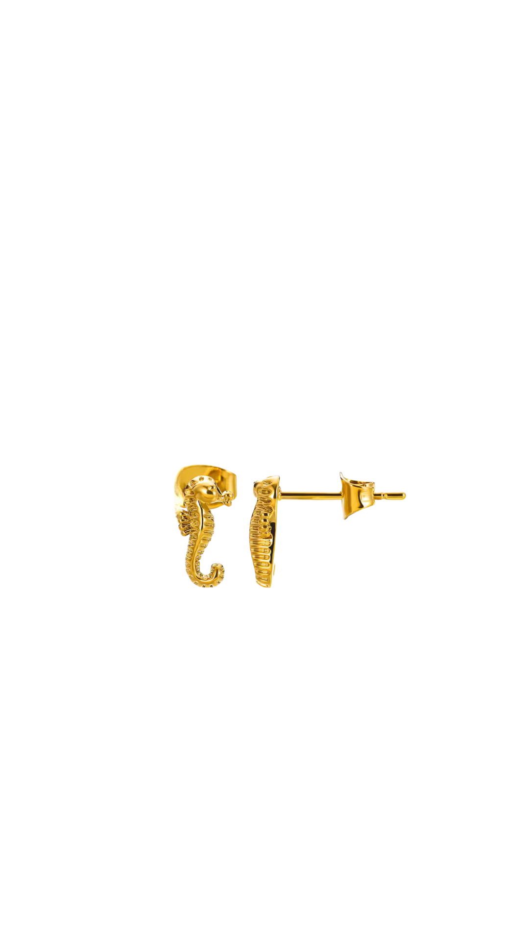 Sea Soul Home Seahorse Studs Earrings Stainless Steel Gold Plated PVD