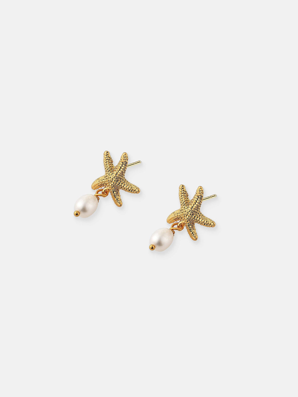 Starfish Pearl 18K Gold Plated Earrings Coastal Beach Gift 18K Fine Gold Plating on Brass Base