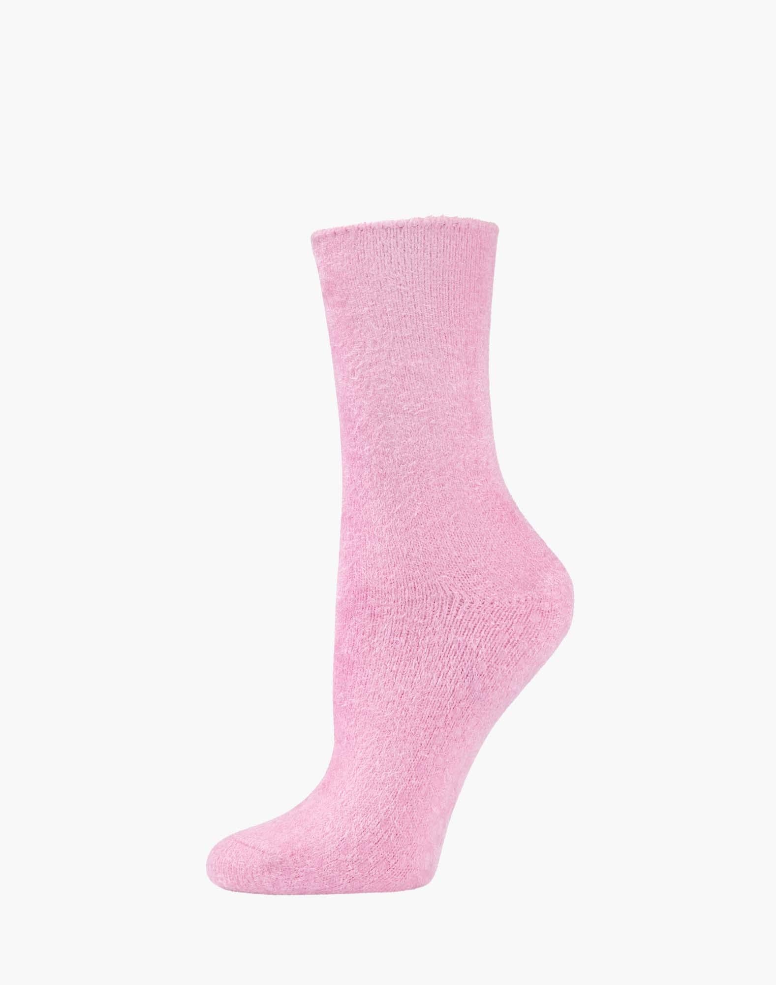 WOMENS Fun Socks Pink Mint Stripe SUPER SOFT FLUFFY BAMBOO BED SOCK
