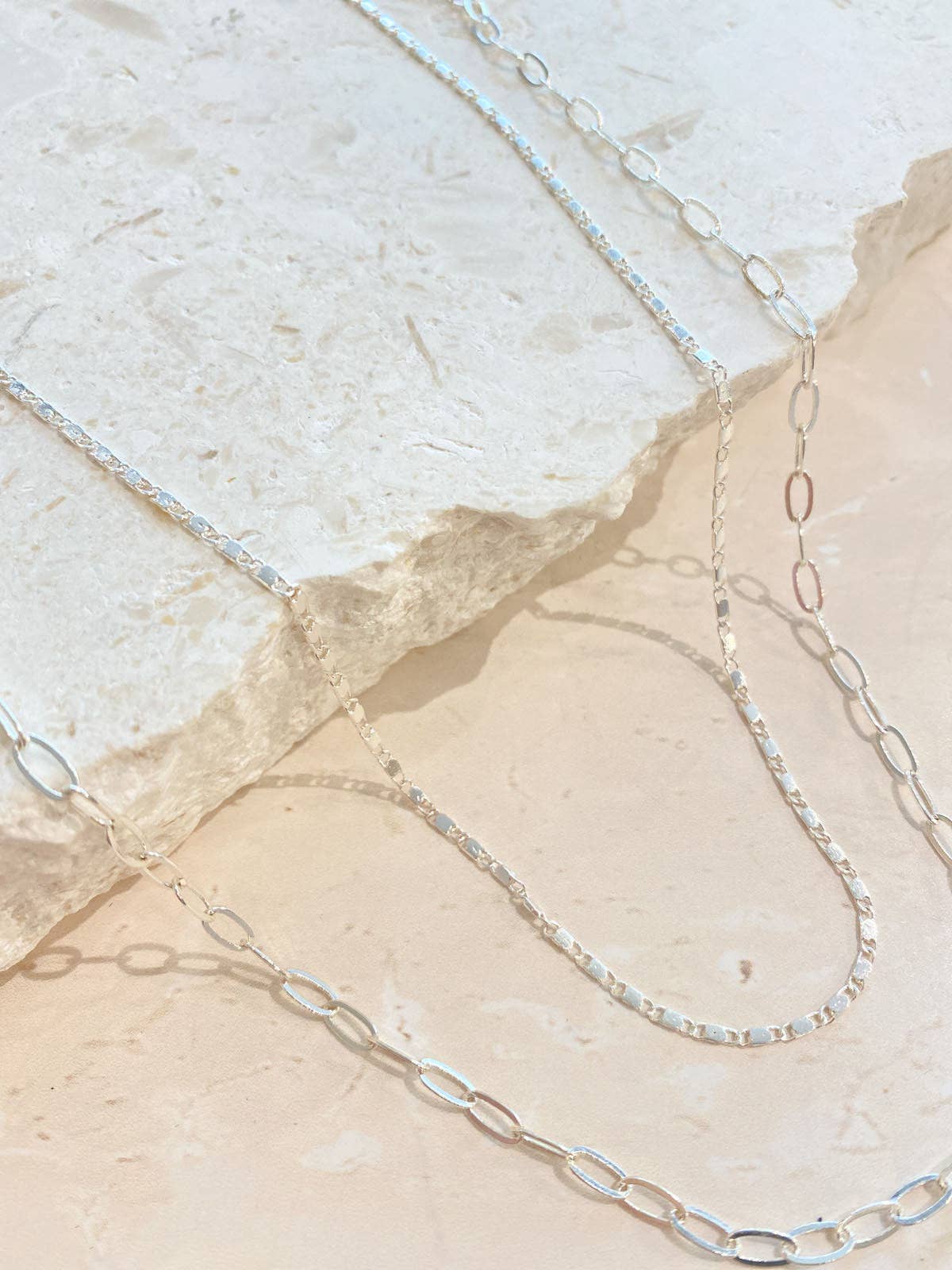 Fine Layered Sterling Silver Plated Necklace - Land to Coast