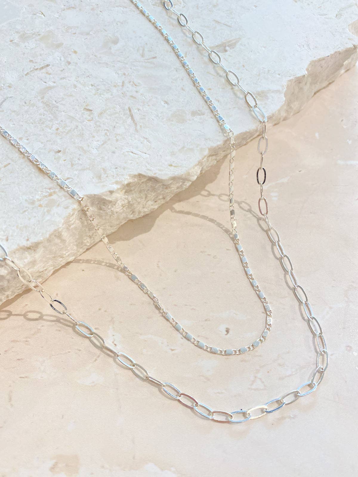 Fine Layered Sterling Silver Plated Necklace - Land to Coast