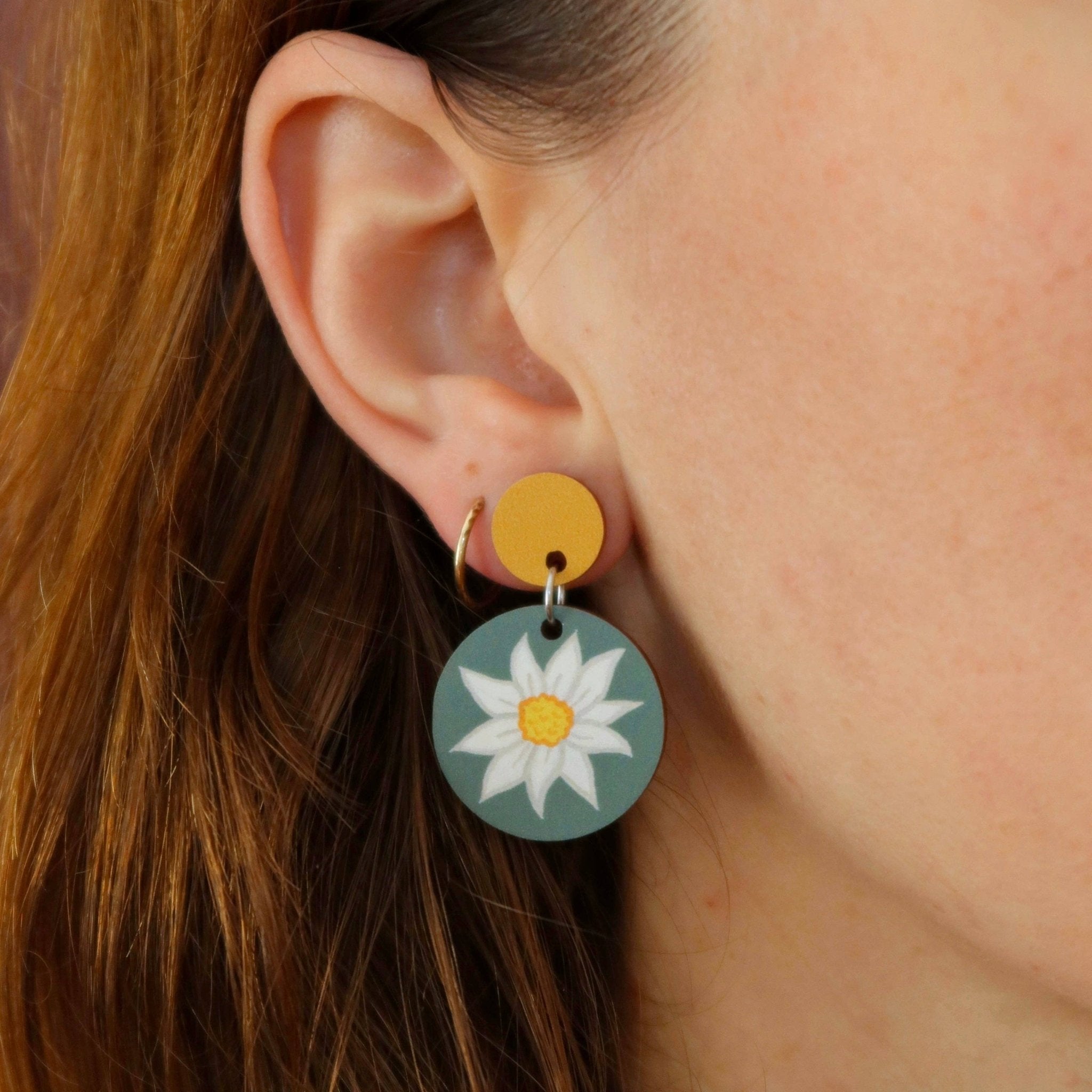Flannel Flower Australian Wildflower Earrings - Green - Land to Coast