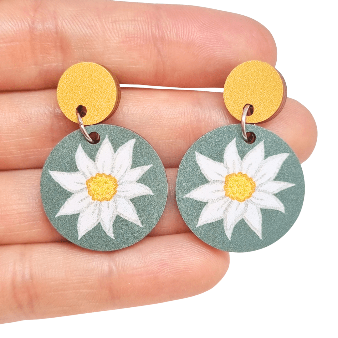 Flannel Flower Australian Wildflower Earrings - Green - Land to Coast