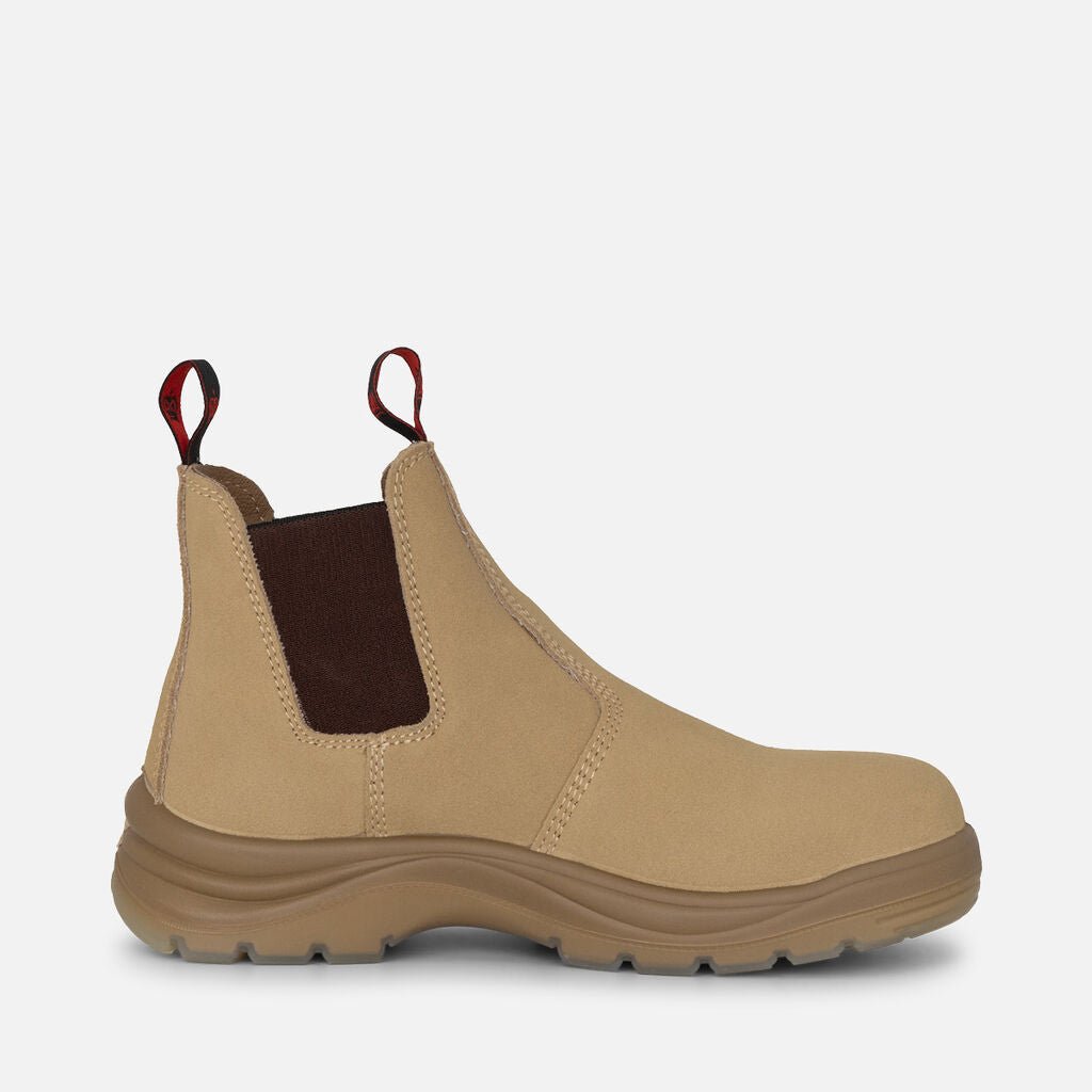 Flinders Suede Steel Cap Gusset Work Boots Sand K25180 - Land to Coast