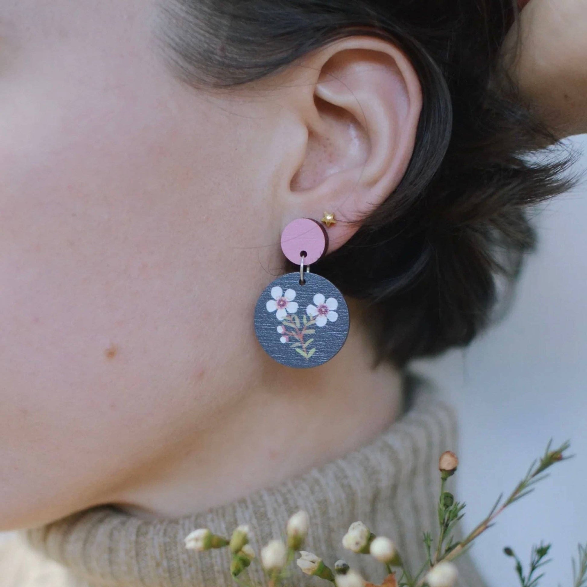 Geraldton Wax Australian Wildflower Earrings - Land to Coast