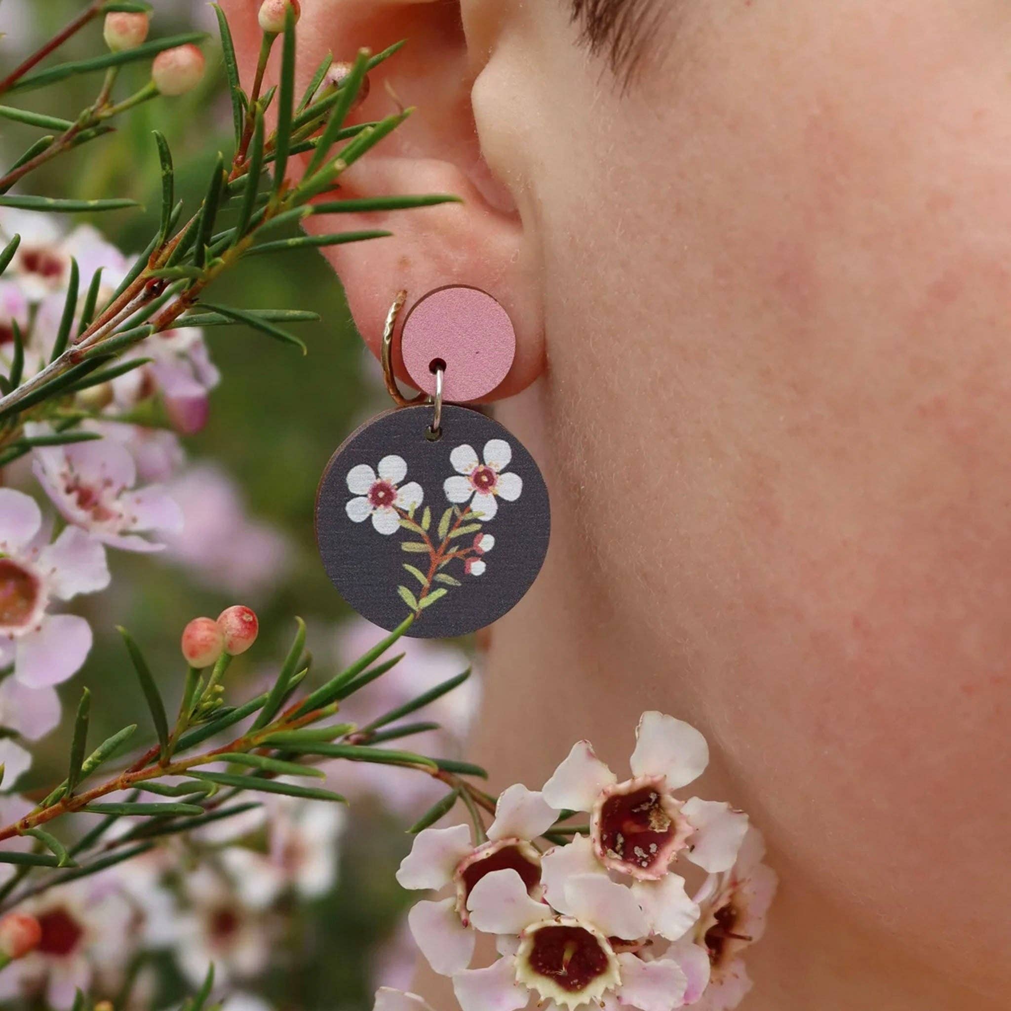 Geraldton Wax Australian Wildflower Earrings - Land to Coast
